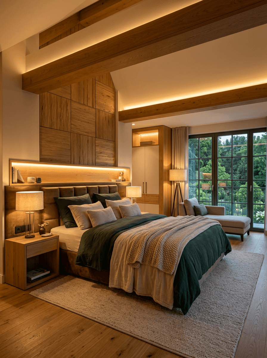 Bedroom with panoramic windows and ocean view