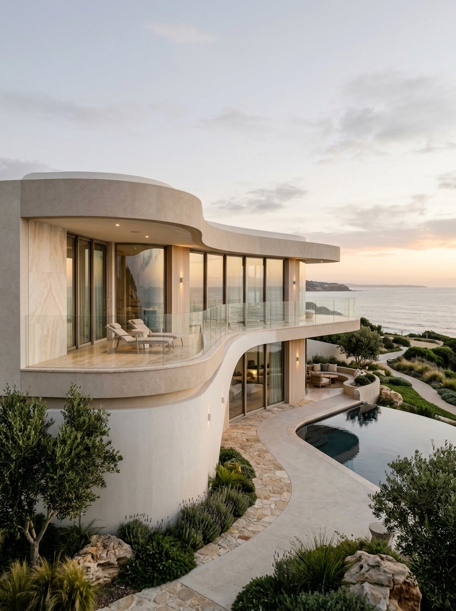 Modern oceanfront house with infinity pool