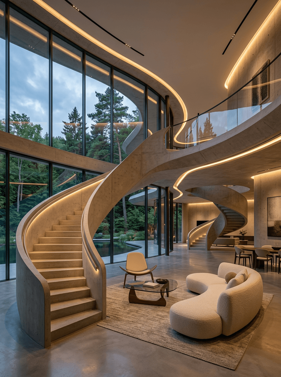 Bedroom with panoramic windows and ocean view
