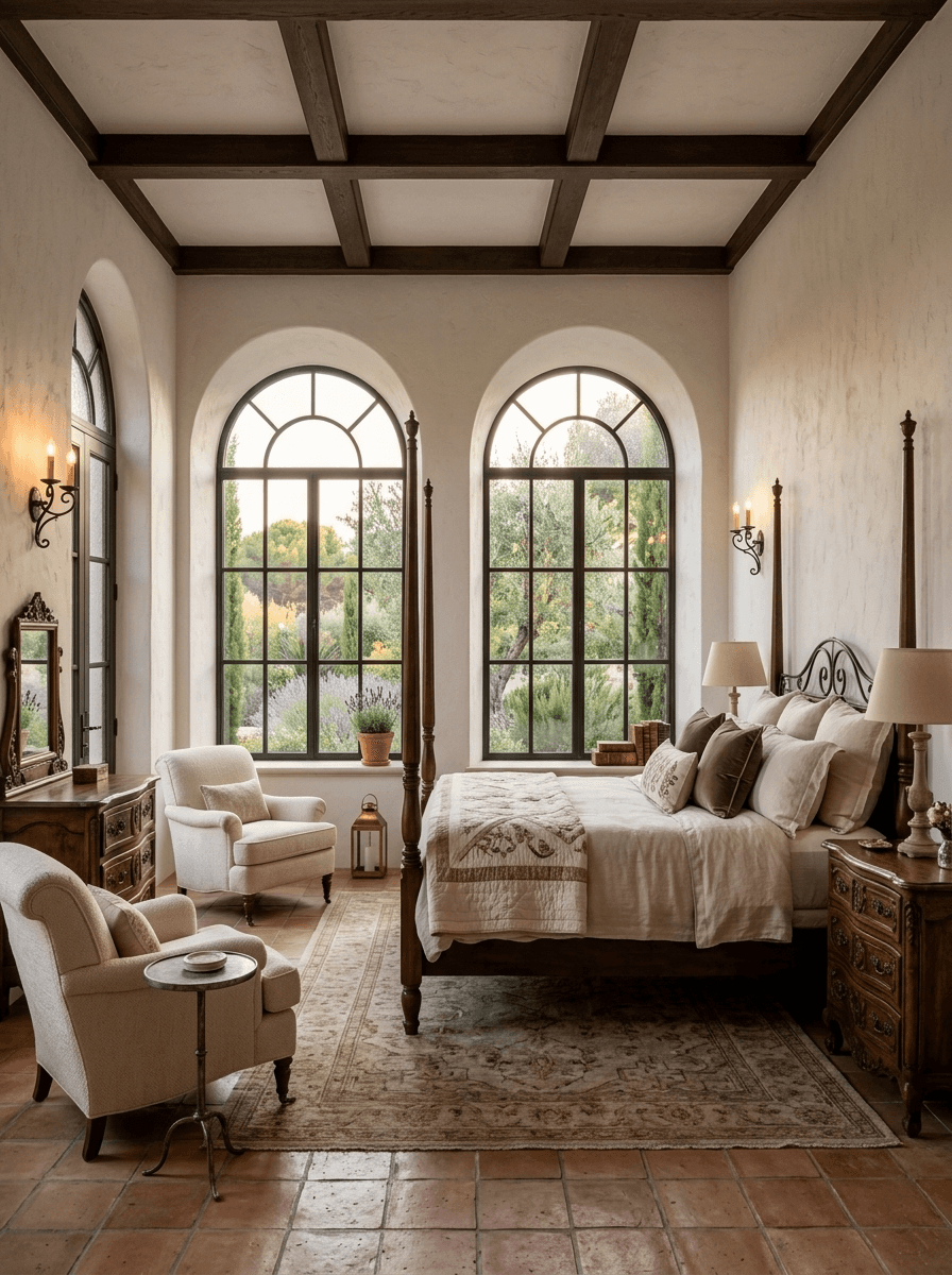 Bedroom with panoramic windows and ocean view